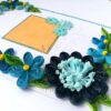 Blue Quilled Corner Flowers Greeting card - D1 image