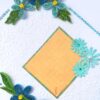 Blue Quilled Corner Flowers Greeting card - D1 image