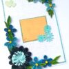 Blue Quilled Corner Flowers Greeting card - D1 image