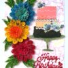 Multicolor Flowers Quilled Birthday Greeting Card -D1 image Multicolor Flowers Quilled Birthday Greeting Card -D1 image