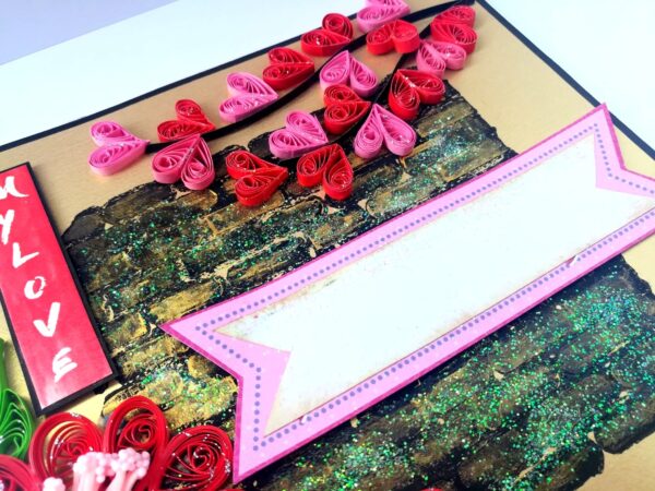 Sparkling Quilled Red Flowers Love Greeting Card image