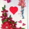 Red Quilled Flowers Birthday Greeting Card - D1 image