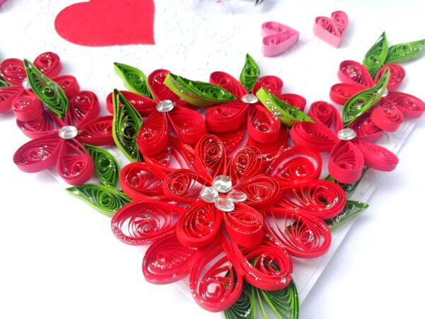Red Quilled Flowers Birthday Greeting Card - D1 image