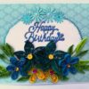 Blue Quilled Flowers Birthday Greeting card - D1 image