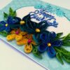 Blue Quilled Flowers Birthday Greeting card - D1 image