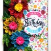 Quilled Flowers Happy Birthday Greeting Card -D1 image