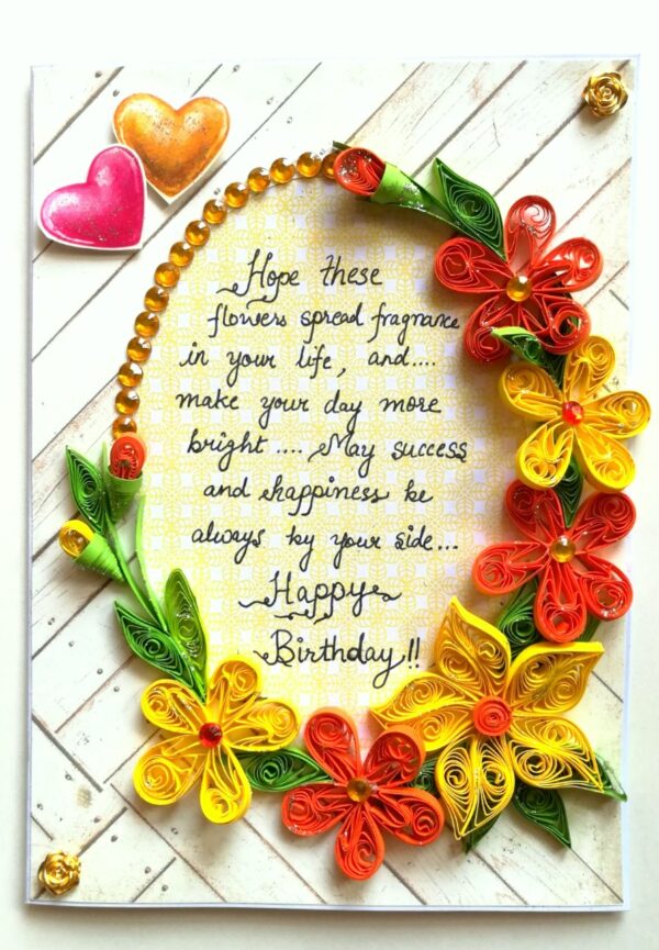 Yellow and Orange Quilled Corner Birthday Card image Yellow and Orange Quilled Corner Birthday Card image