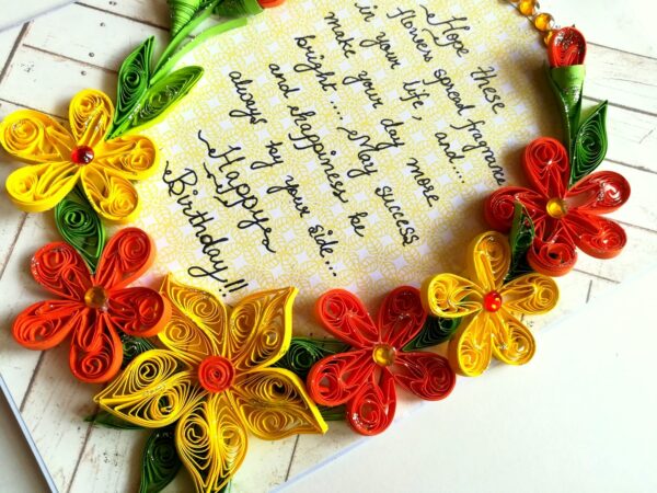 Yellow and Orange Quilled Corner Birthday Card image Yellow and Orange Quilled Corner Birthday Card image