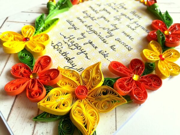 Yellow and Orange Quilled Corner Birthday Card image Yellow and Orange Quilled Corner Birthday Card image