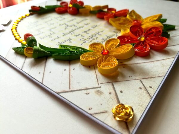 Yellow and Orange Quilled Corner Birthday Card image Yellow and Orange Quilled Corner Birthday Card image