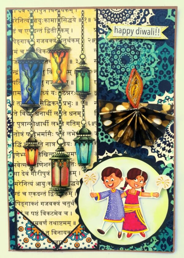 Sparkling Handmade Diwali Greeting Card -D1 image