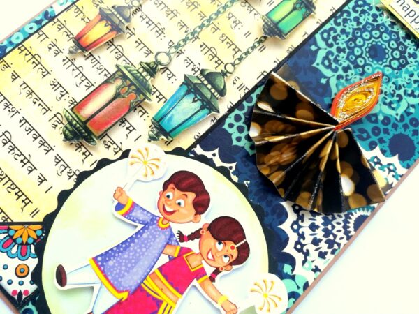Sparkling Handmade Diwali Greeting Card -D1 image