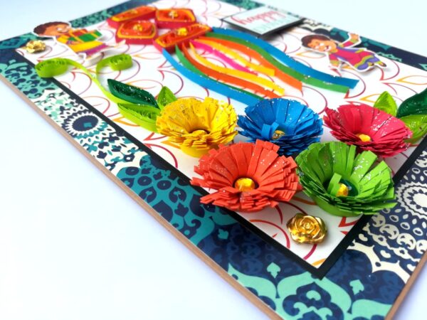 Sparkling Handmade Quilled Diwali Greeting Card D5 image Sparkling Handmade Quilled Diwali Greeting Card D5 image