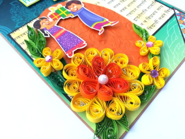 Sparkling Handmade Diwali Quilled Greeting Card D3 image