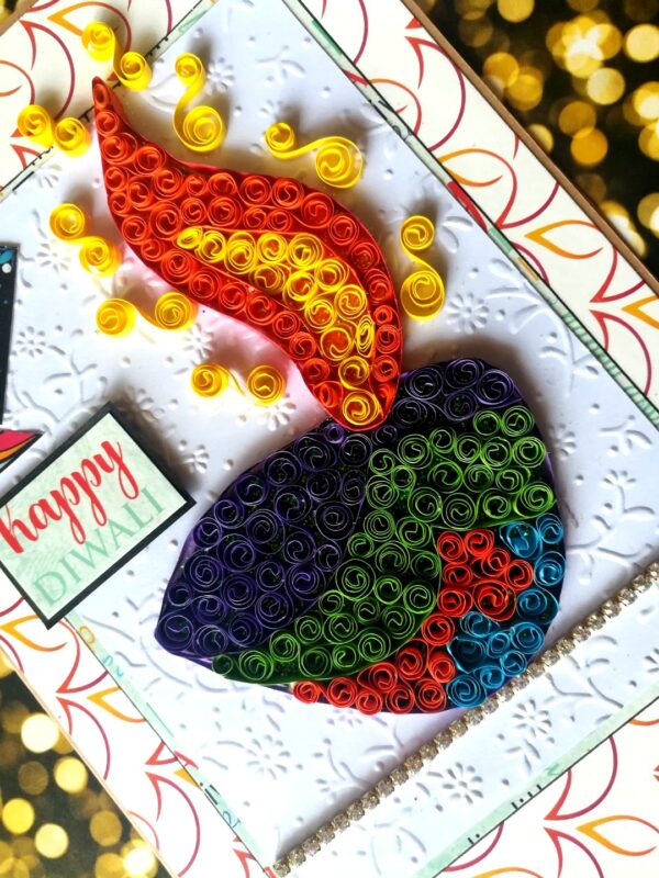 Sparkling Handmade Quilled Diwali Greeting Card D6 image Sparkling Handmade Quilled Diwali Greeting Card D6 image