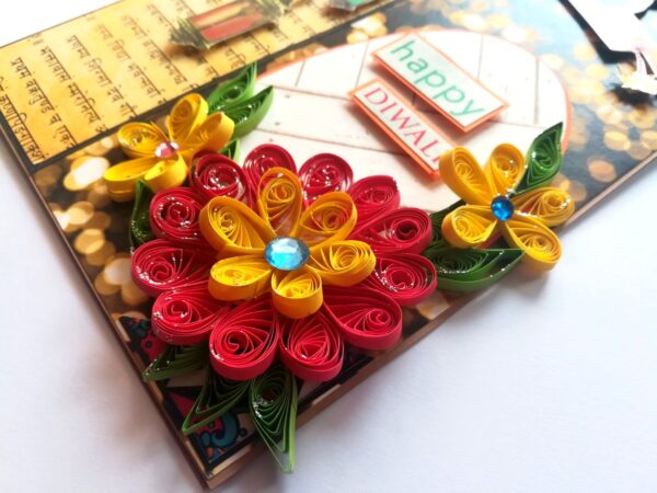 Sparkling Handmade Quilled Diwali Greeting Card D7 image