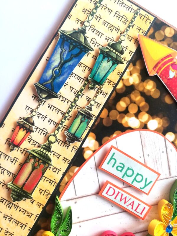Sparkling Handmade Quilled Diwali Greeting Card D7 image