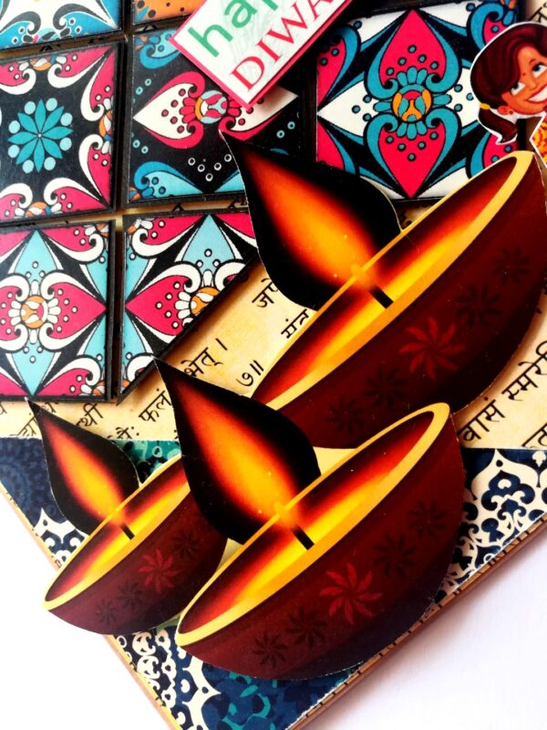 Sparkling Handmade Quilled Diwali Greeting Card D8 image Sparkling Handmade Quilled Diwali Greeting Card D8 image