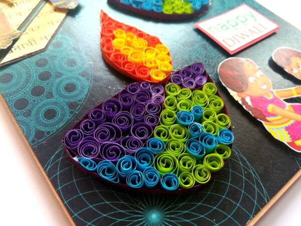 Sparkling Handmade Quilled Diwali Greeting Card D9 image Sparkling Handmade Quilled Diwali Greeting Card D9 image