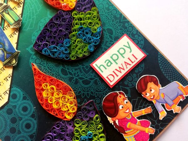 Sparkling Handmade Quilled Diwali Greeting Card D9 image Sparkling Handmade Quilled Diwali Greeting Card D9 image