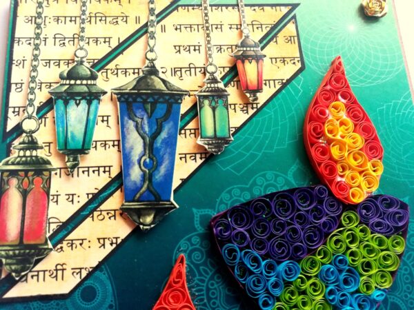 Sparkling Handmade Quilled Diwali Greeting Card D9 image Sparkling Handmade Quilled Diwali Greeting Card D9 image