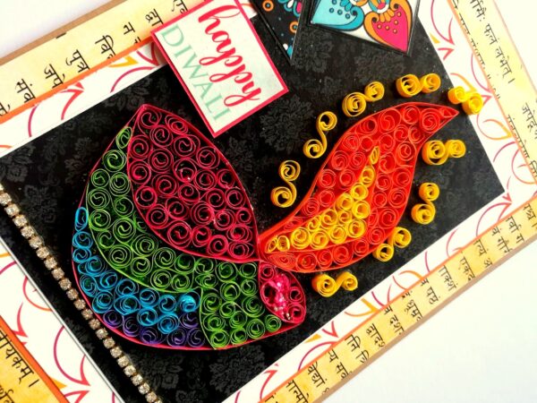 Sparkling Handmade Quilled Diwali Greeting Card D10 image Sparkling Handmade Quilled Diwali Greeting Card D10 image
