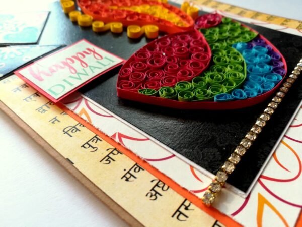 Sparkling Handmade Quilled Diwali Greeting Card D10 image Sparkling Handmade Quilled Diwali Greeting Card D10 image