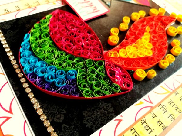 Sparkling Handmade Quilled Diwali Greeting Card D10 image Sparkling Handmade Quilled Diwali Greeting Card D10 image