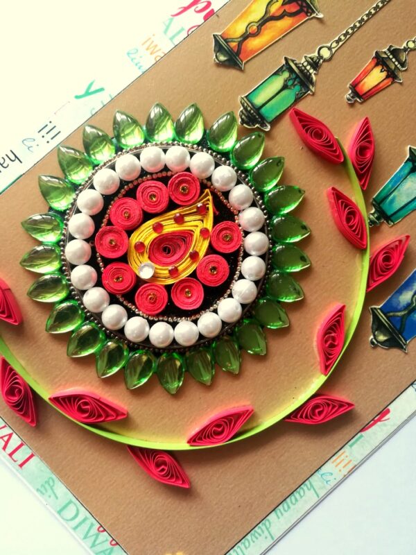 Sparkling Handmade Quilled Diwali Greeting Card D11 image Sparkling Handmade Quilled Diwali Greeting Card D11 image