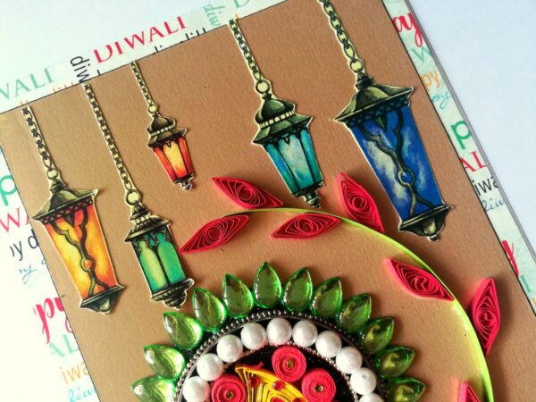 Sparkling Handmade Quilled Diwali Greeting Card D11 image Sparkling Handmade Quilled Diwali Greeting Card D11 image