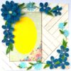 Blue Quilled Corner Flowers Greeting card - D5 image
