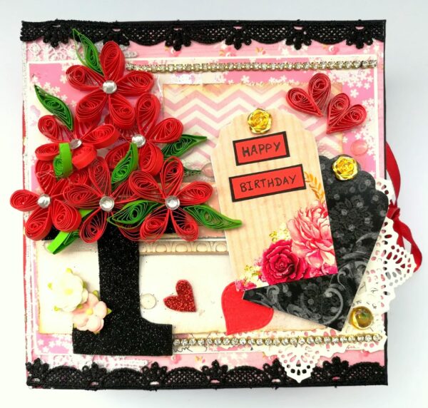 Quilled Love Birthday Handmade Scrapbook image