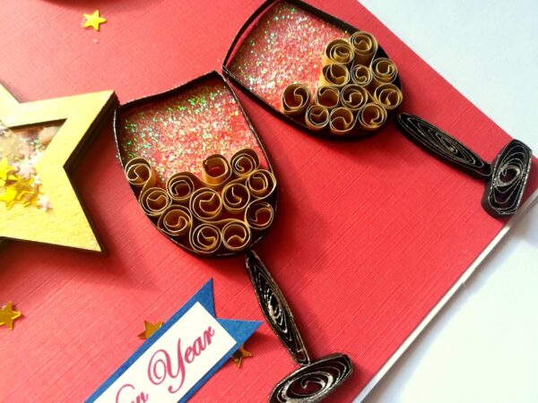 Star Shaker and Quilled Glasses New Year Card - NY6 image