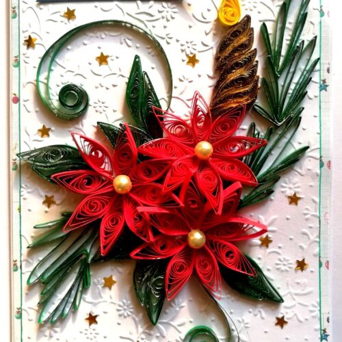 Sparkling Red Quilled Flowers and New Year Card - NY5 image