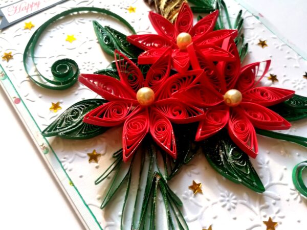 Sparkling Red Quilled Flowers and New Year Card - NY5 image