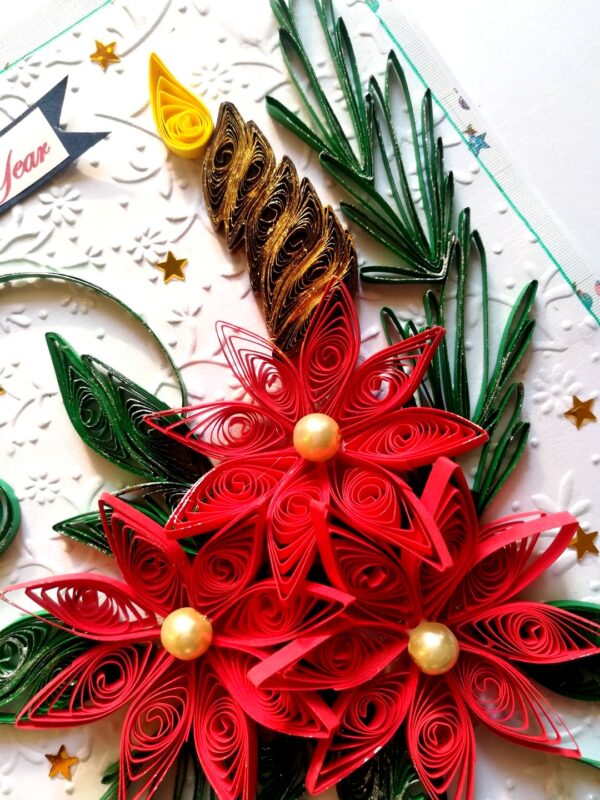 Sparkling Red Quilled Flowers and New Year Card - NY5 image