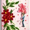 Red Quilled Flowers Love Greeting Card -V1 image