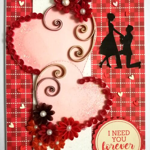 Red Themed Quilled Flowers Love Greeting Card -V2 image