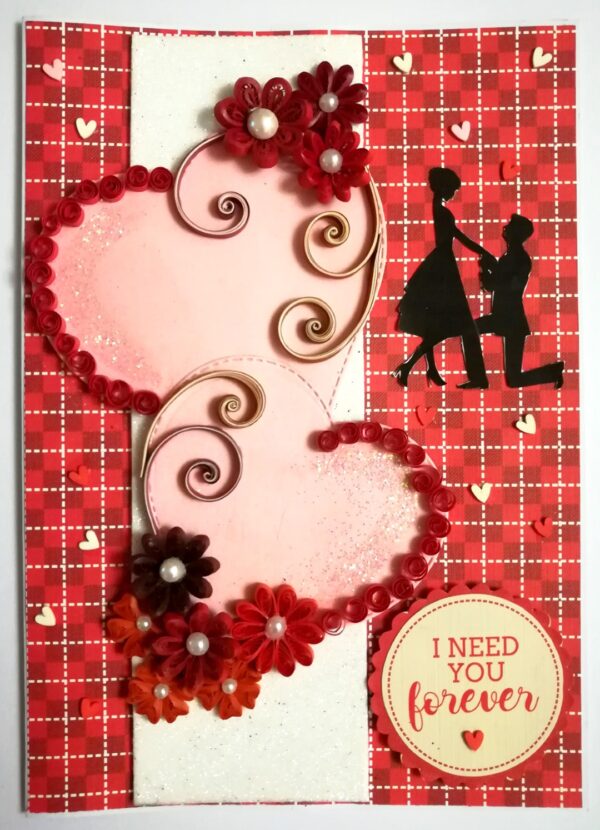 Red Themed Quilled Flowers Love Greeting Card -V2 image
