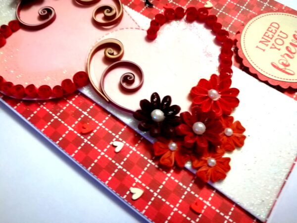 Red Themed Quilled Flowers Love Greeting Card -V2 image