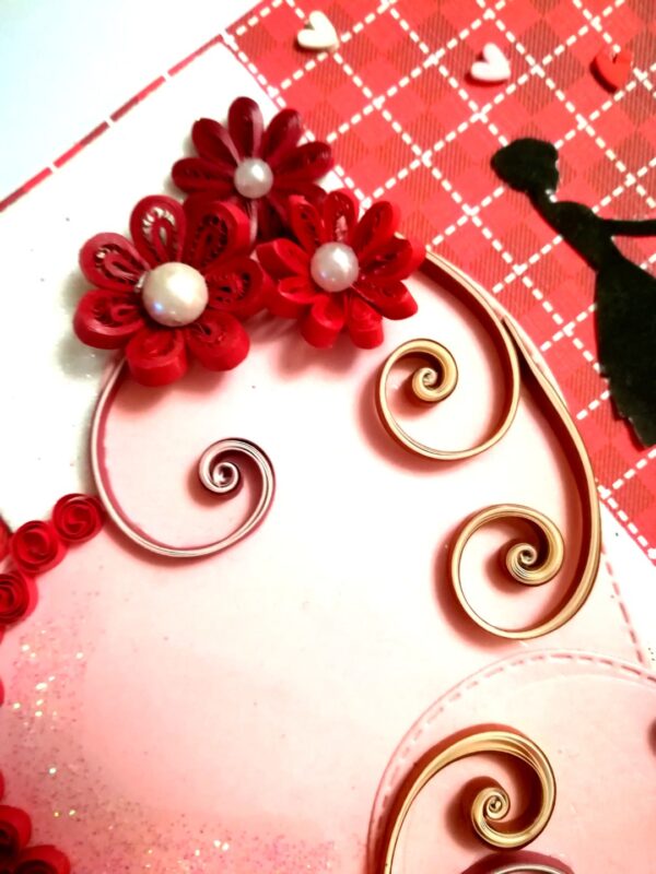Red Themed Quilled Flowers Love Greeting Card -V2 image