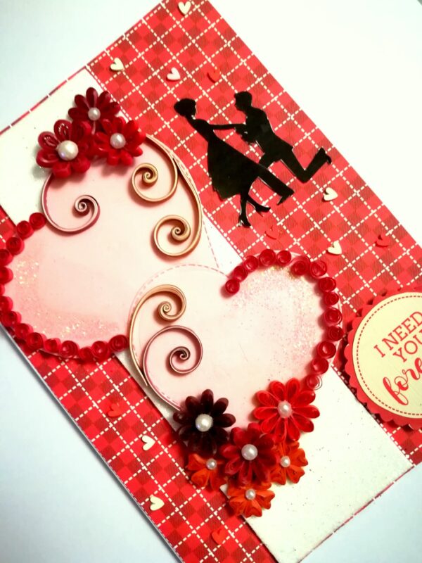Red Themed Quilled Flowers Love Greeting Card -V2 image