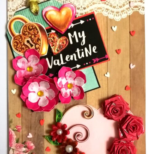My Valentine Special Tag with quilled flowers Card -V3 image