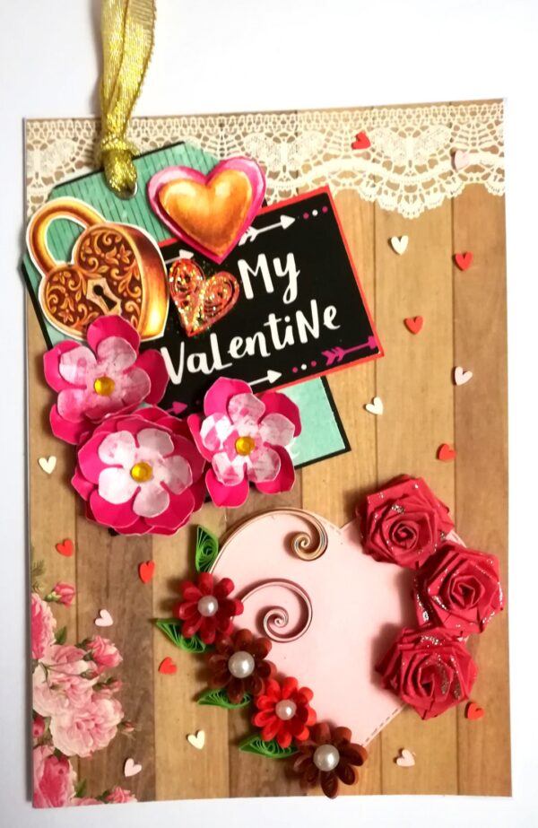My Valentine Special Tag with quilled flowers Card -V3 image