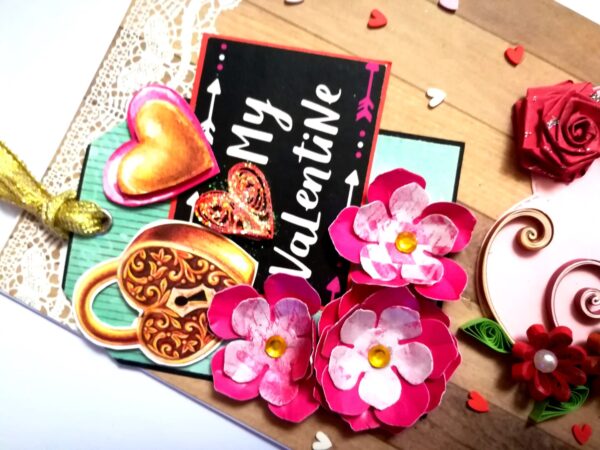 My Valentine Special Tag with quilled flowers Card -V3 image