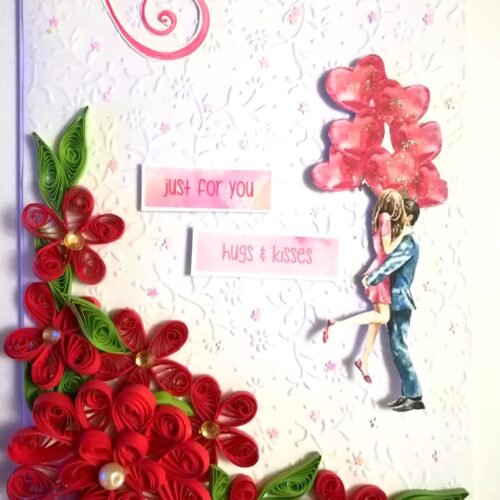 Red Themed Quilled Flowers Greeting Card - V4 image