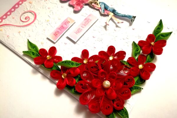 Red Themed Quilled Flowers Greeting Card - V4 image Red Themed Quilled Flowers Greeting Card - V4 image