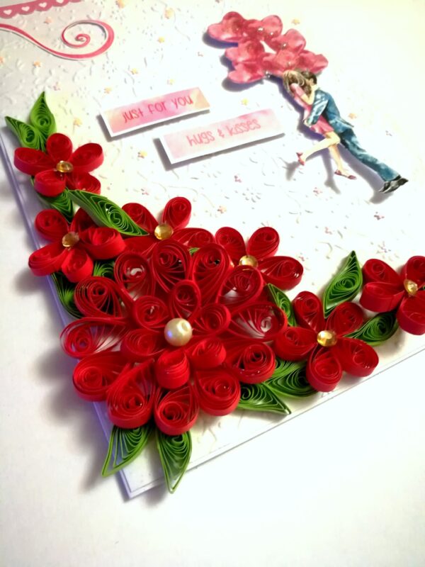 Red Themed Quilled Flowers Greeting Card - V4 image Red Themed Quilled Flowers Greeting Card - V4 image