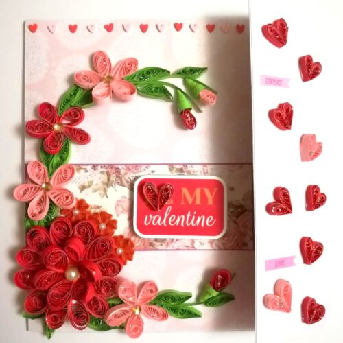 Valentine Red Quilled Mini Scrapbook Greeting Card image