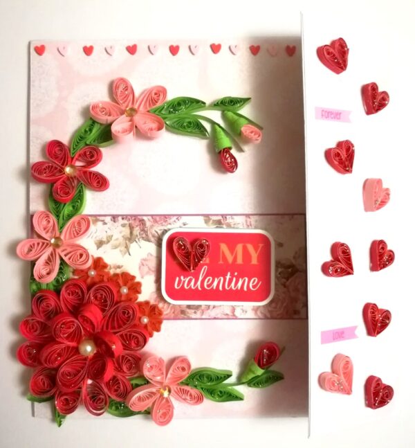 Valentine Red Quilled Mini Scrapbook Greeting Card image
